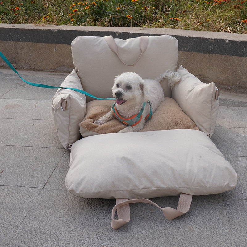 Linen Dog Car Bed